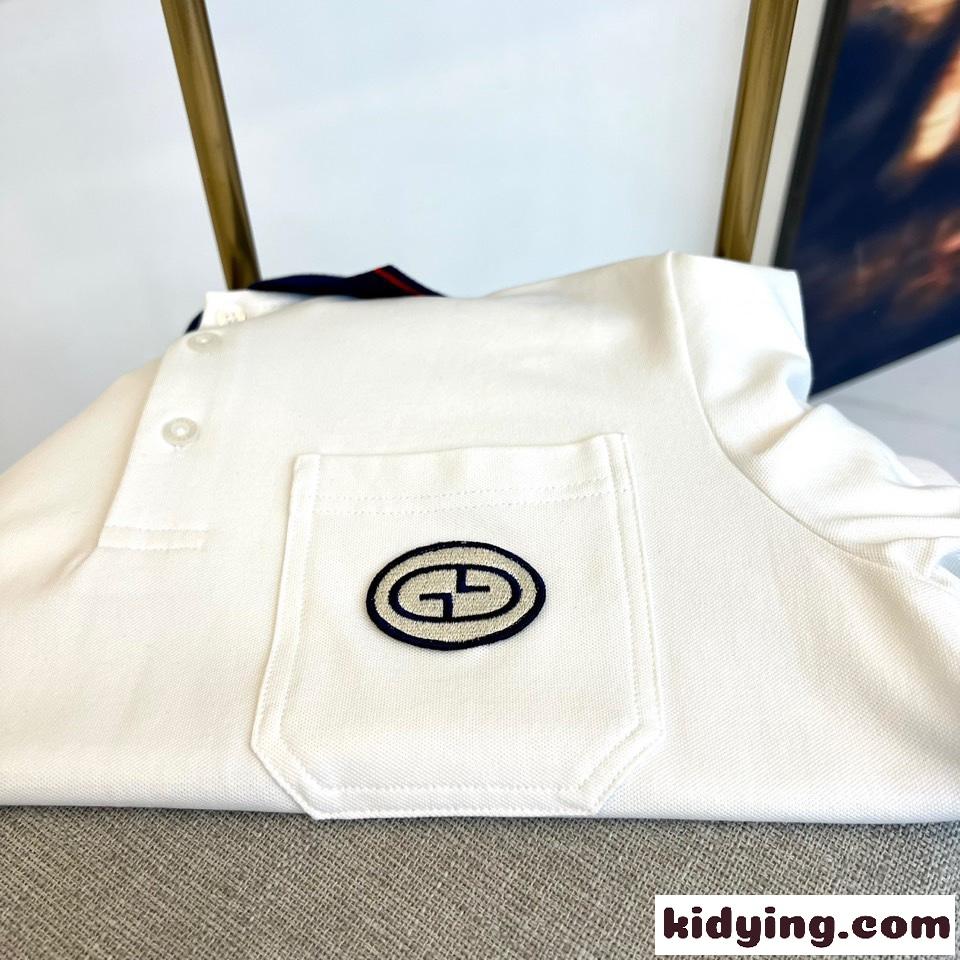 GG パッチ付き コットン ポロシャツ グッチ 半袖Tシャツ コピー ホワイト-3
