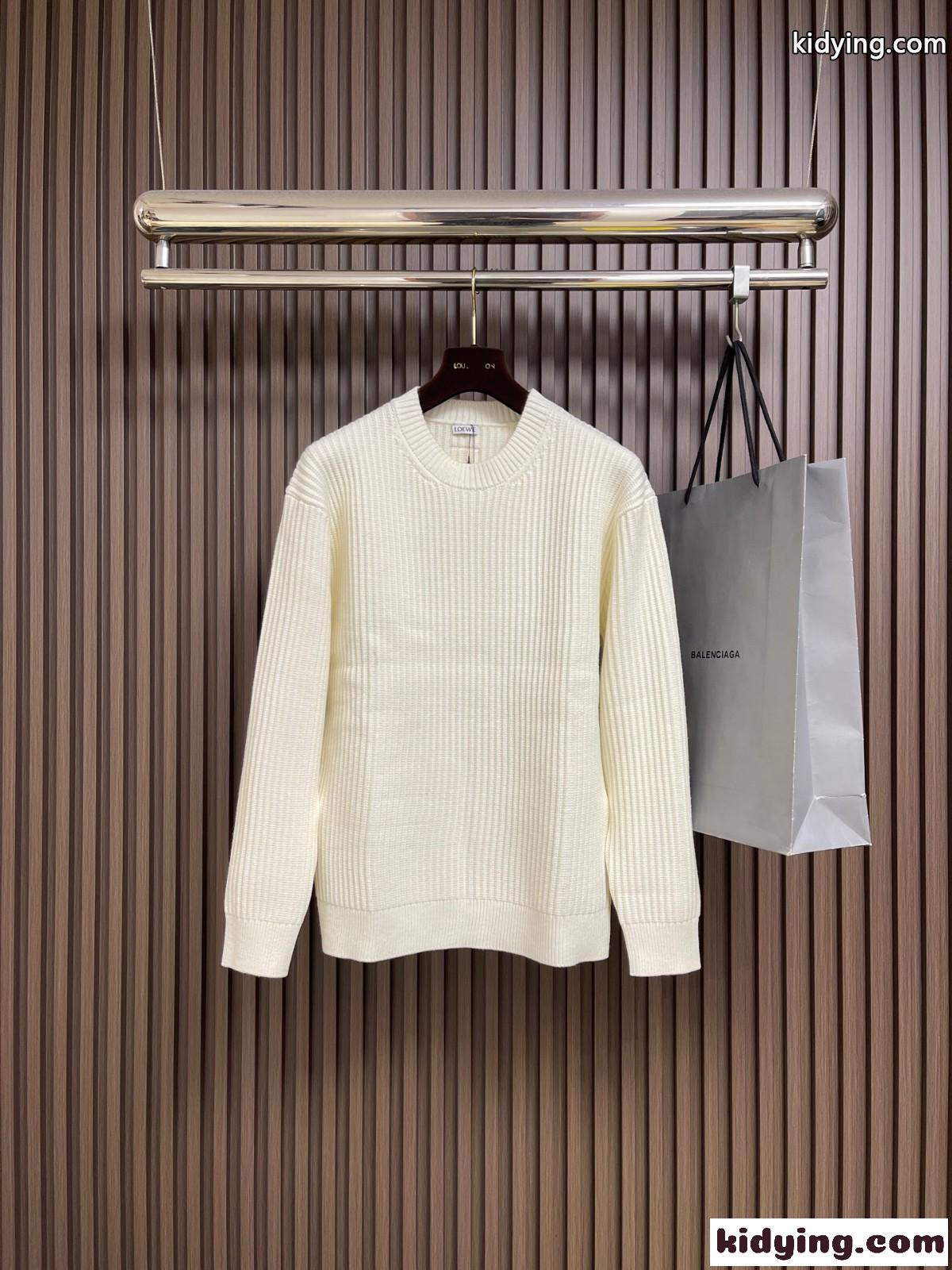 シンプル 上品 クルーネック プルオーバー ロエベ セーター 偽物 ベージュ-0