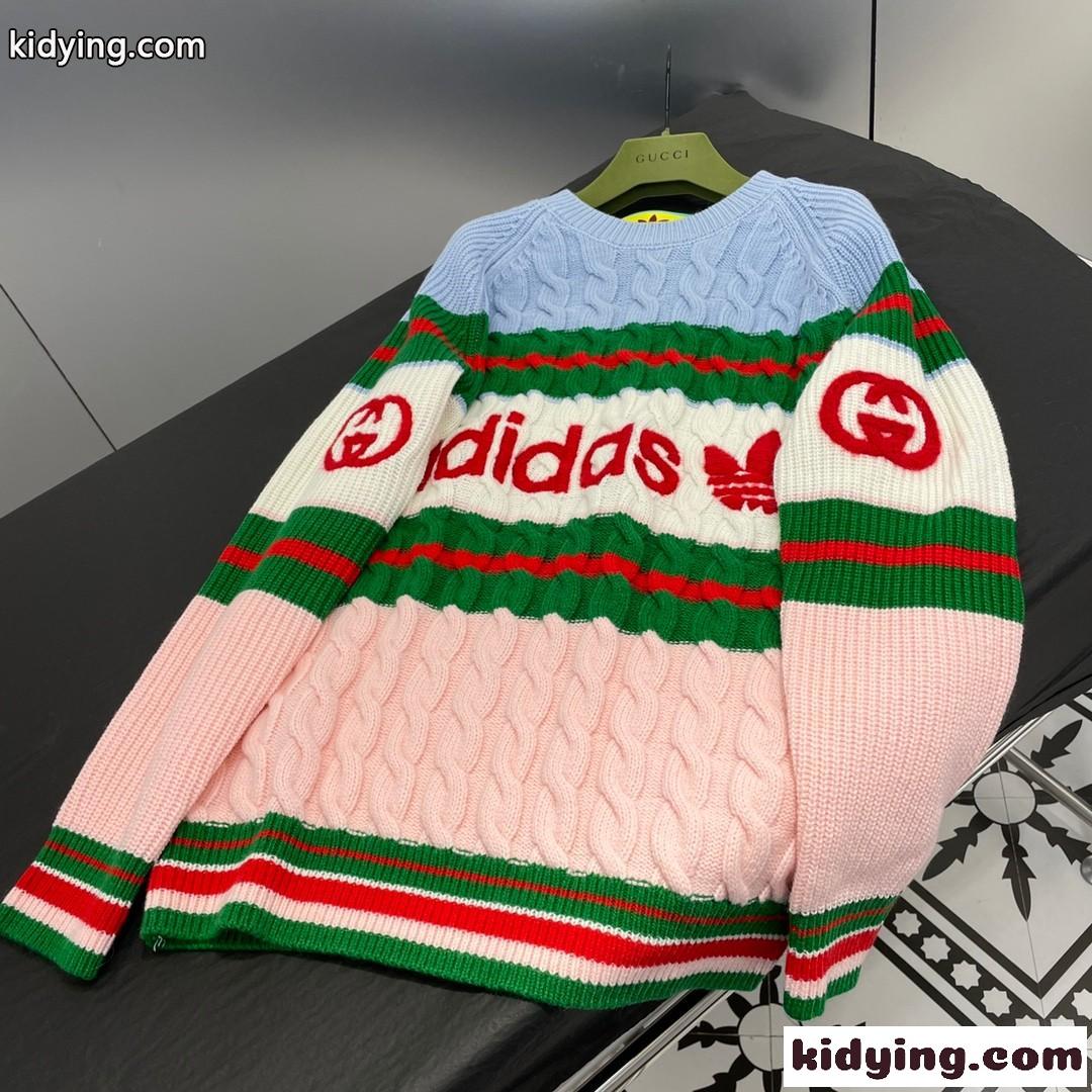 人気 adidas x Gucci ウール セーター グッチ セーター コピー クルーネック 長袖-3