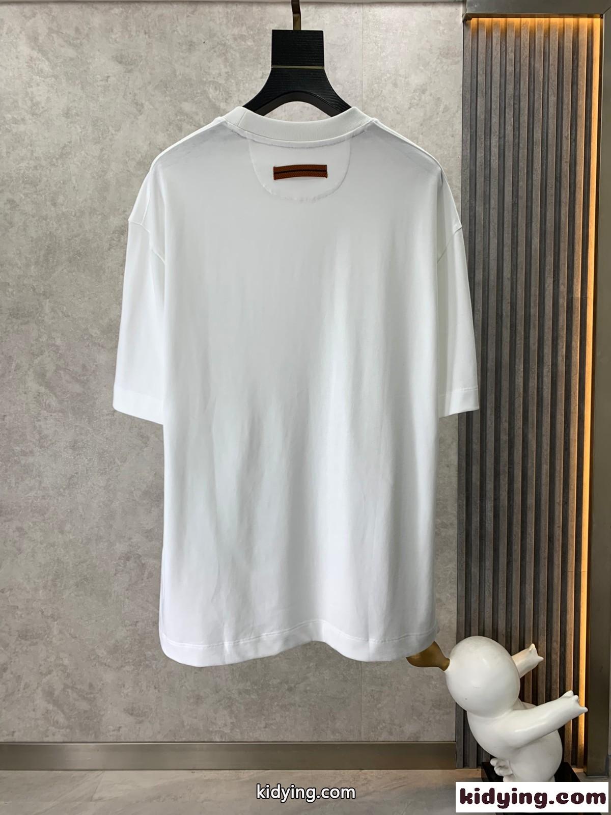 シンプル ゆったり ロゴ クルーネック エルメネジルド・ゼニア Tシャツ コピー メンズ 半袖Tシャツ-1