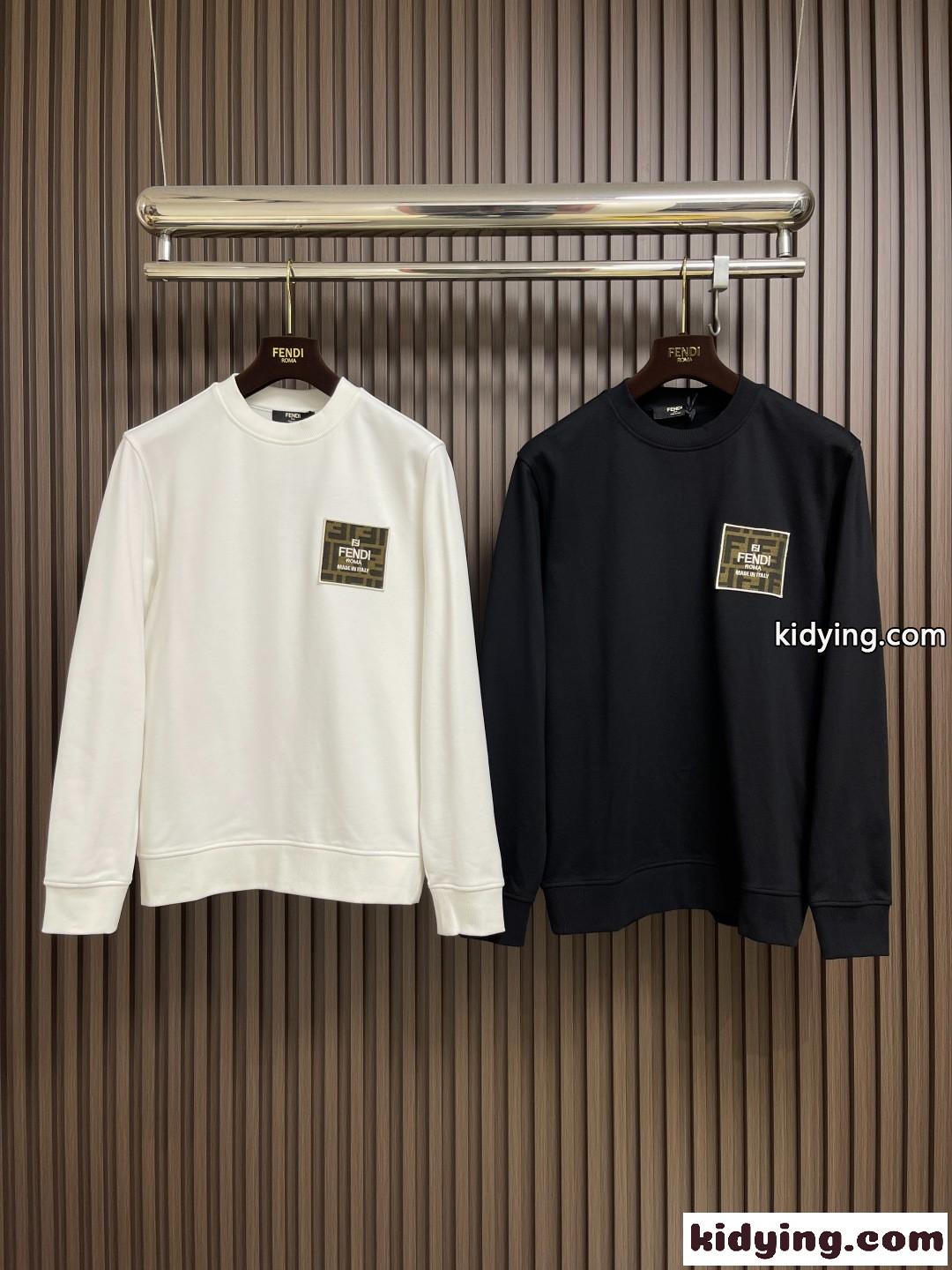 お洒落 ロゴ 長袖 スウェットシャツ フェンディ Tシャツ 偽物 クルーネック-0