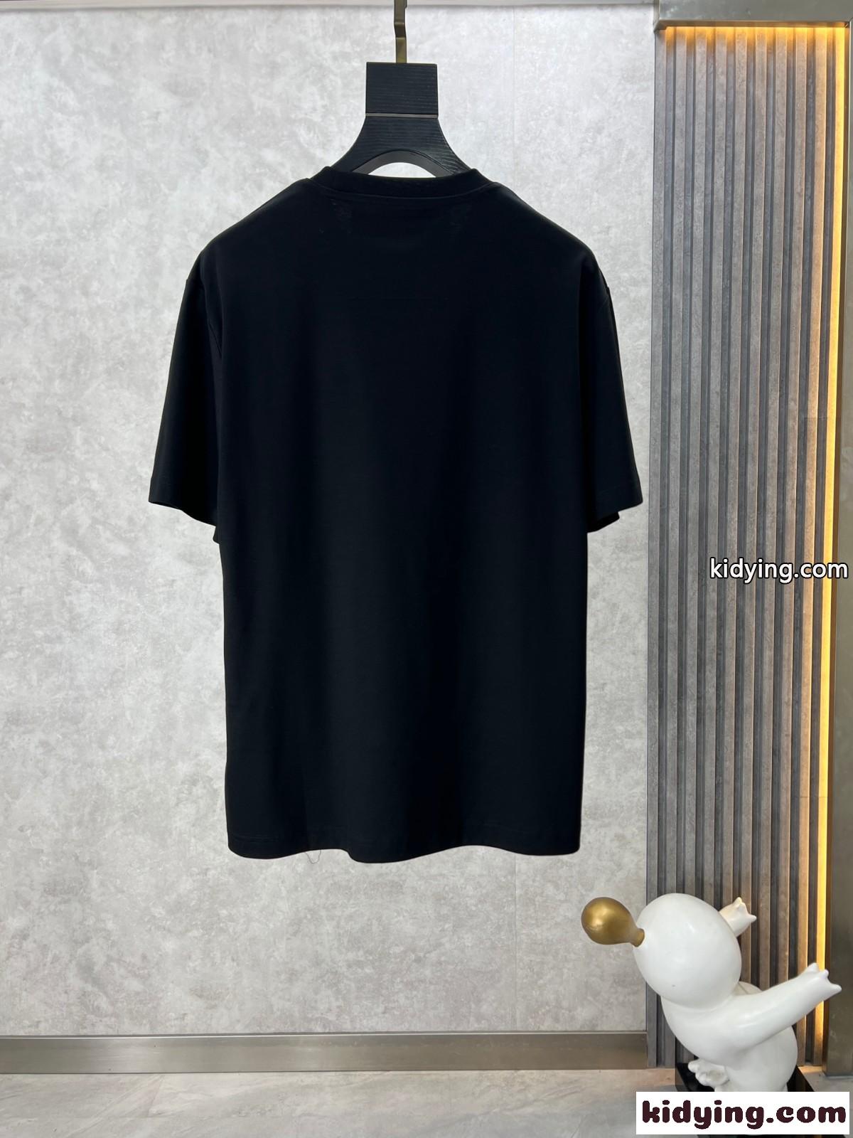 シンプル 4G 刺繍入り ジバンシィ Tシャツ 偽物 コットン 半袖Tシャツ ブラック-1