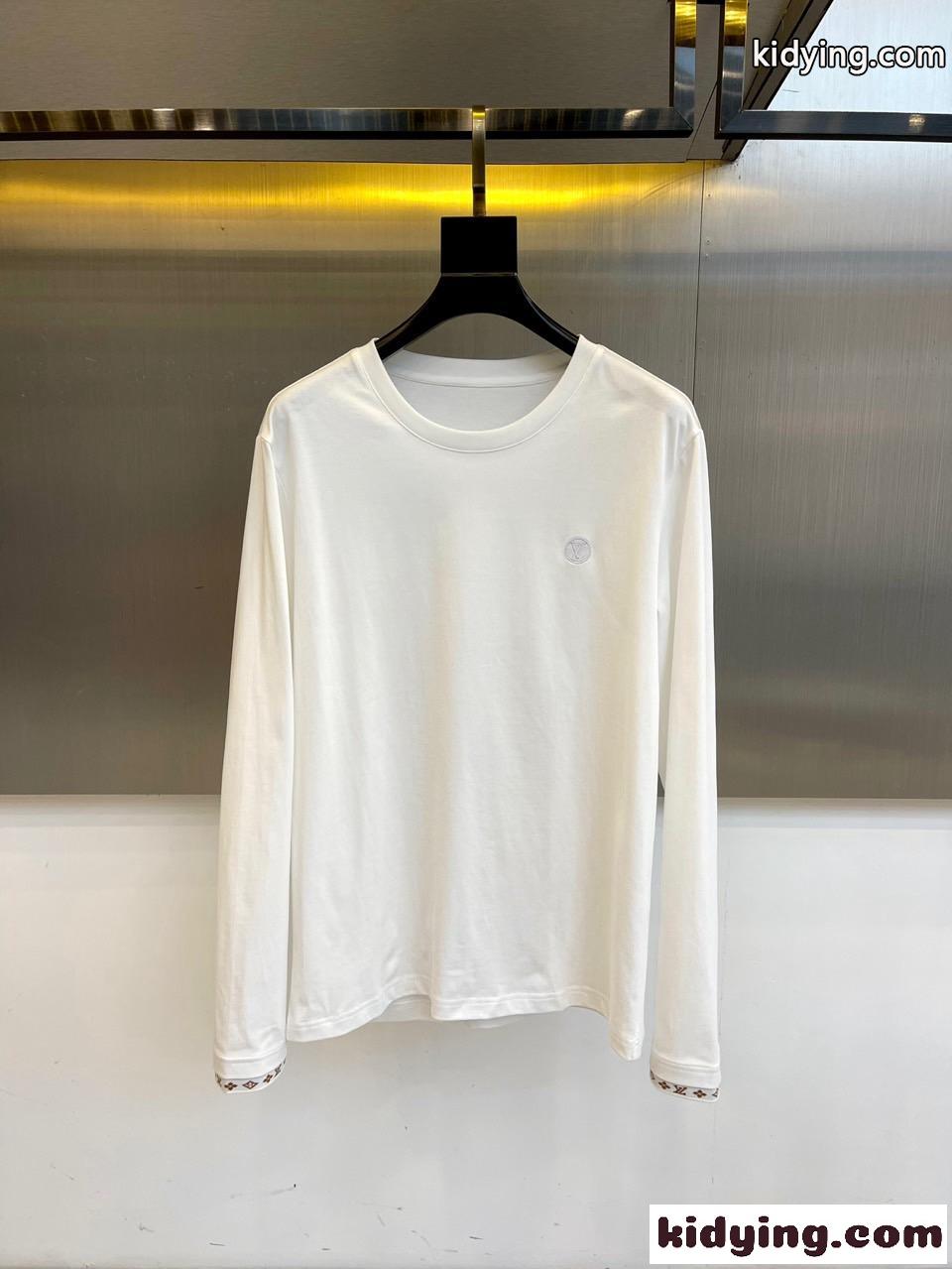 シンプル コットン 長袖Tシャツ ルイ・ヴィトン Tシャツ コピー ホワイト-0