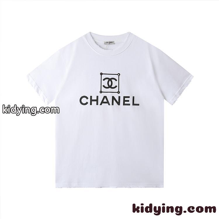 ロゴ プリント 定番 クルーネック シャネル tシャツ コピー 半袖 合わせやすい トップス-1