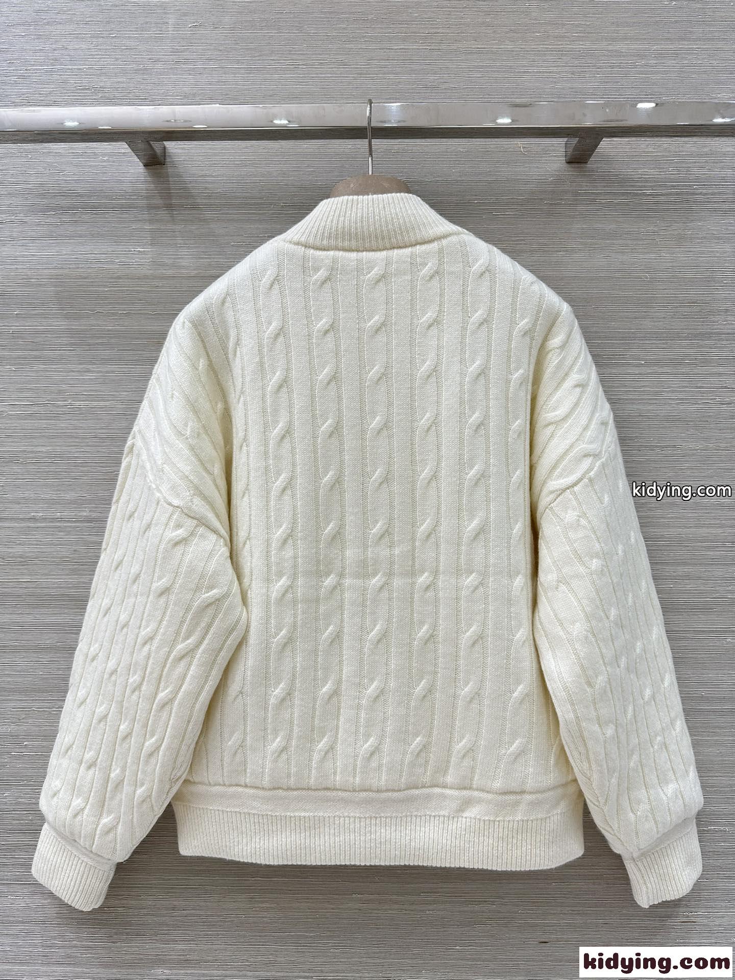 ケーブル編み ボンバージャケット ラルフローレン ニット コピー ウール&カシミヤ ホワイト-4