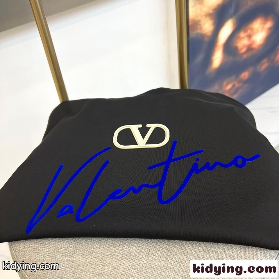 フロントロゴ クルーネック 半袖Tシャツ ヴァレンティノ Tシャツ 偽物 ブラック-1