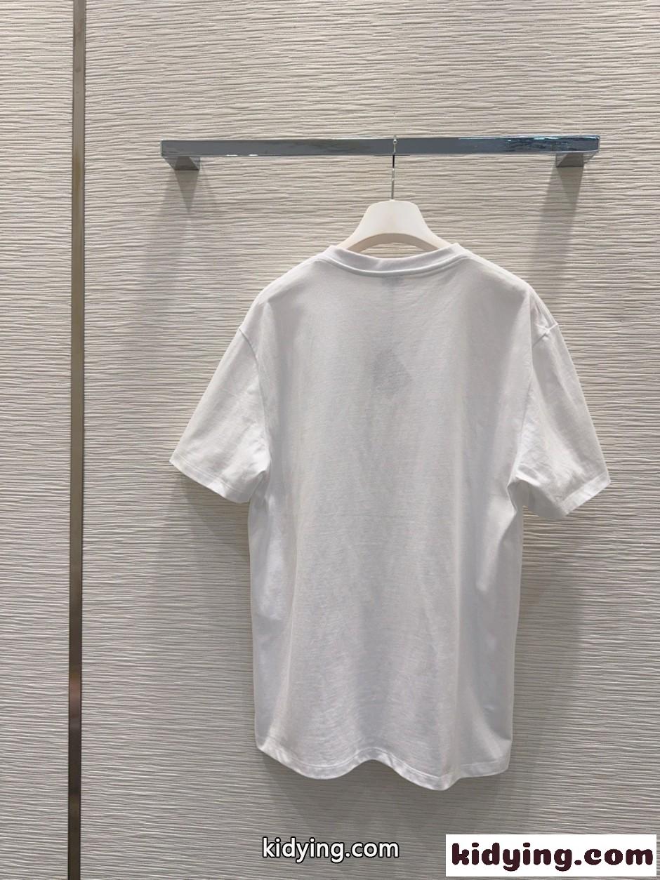 ロゴ入り クルーネック 半袖Tシャツ ロエベ Tシャツ コピー ホワイト-3