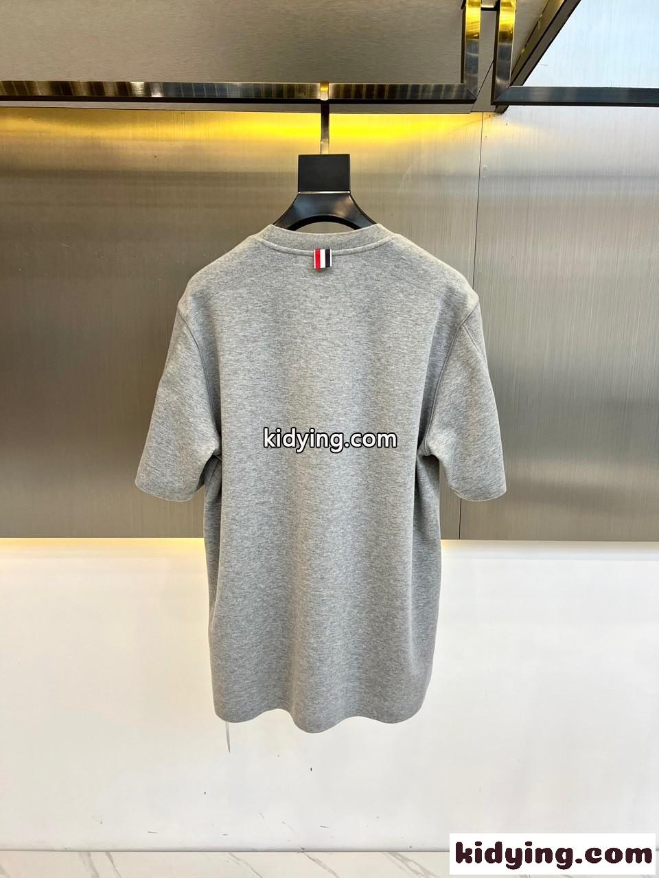 カジュアル 人気 コットン 半袖Tシャツ トムブラウン Tシャツ スーパーコピー グレー-3