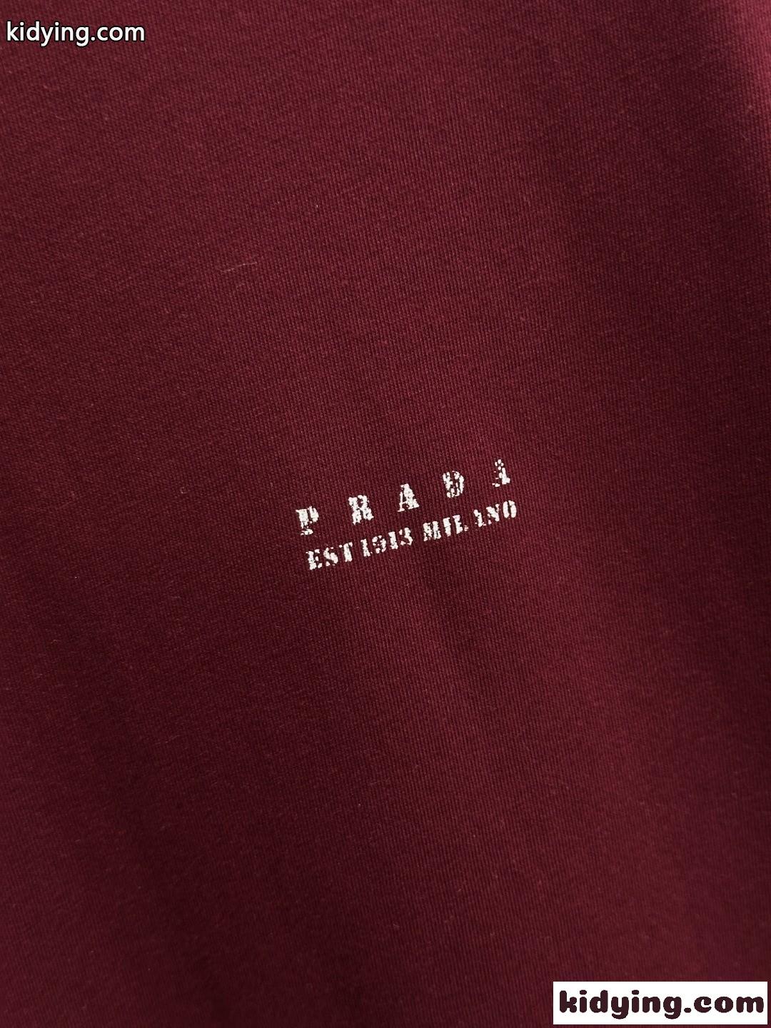 ユニセックス 人気 シンプル コットンジャージ 半袖Tシャツ プラダ Tシャツ コピー レッド-2