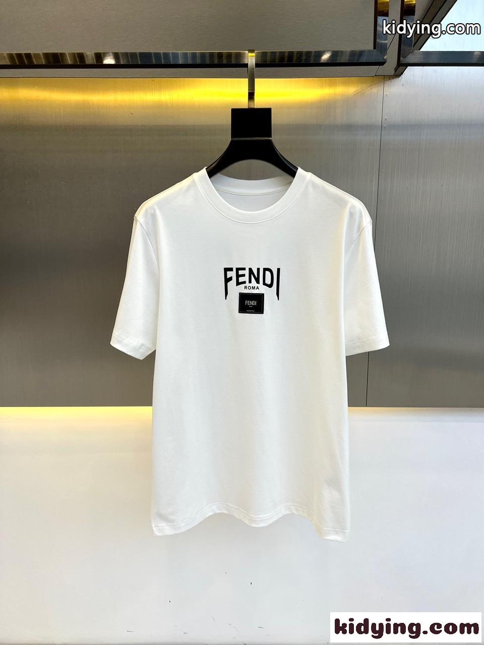 おしゃれ カジュアル フェンディ Tシャツ コピー メンズ ロゴ 半袖tシャツ ホワイト-0