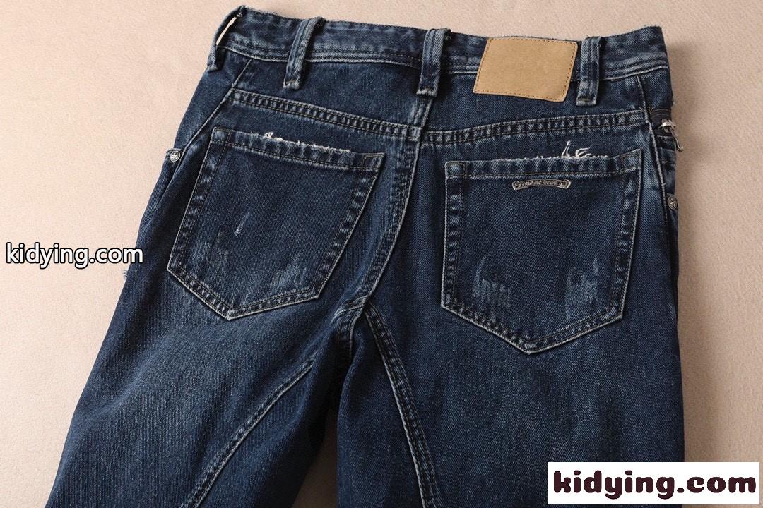レトロ おしゃれ カジュアル デニムパンツ クロムハーツ ジーンズ コピー ダメージ スリム メンズ クラシック-3