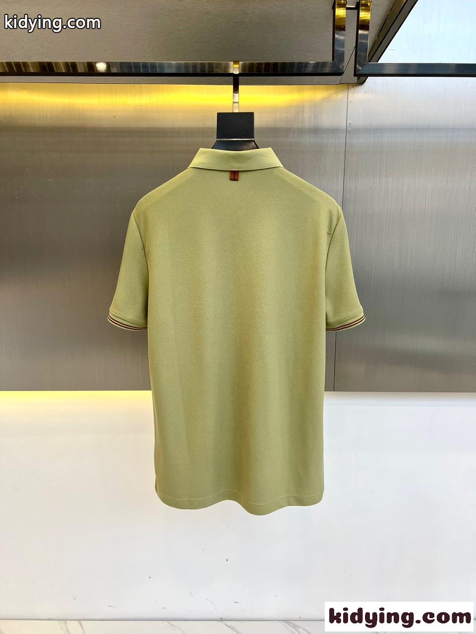 洗練された ハーフジップ ポロシャツ エルメネジルド・ゼニア Tシャツ コピー グリーン-3