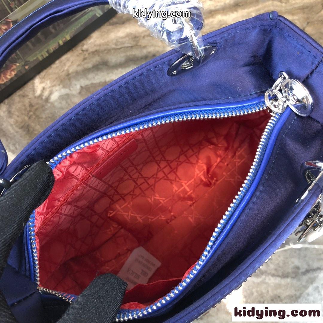 大人気 LADY DIOR カナージュ サテン ハンドバッグ クリスチャン・ディオール バッグ コピー ブルー-4