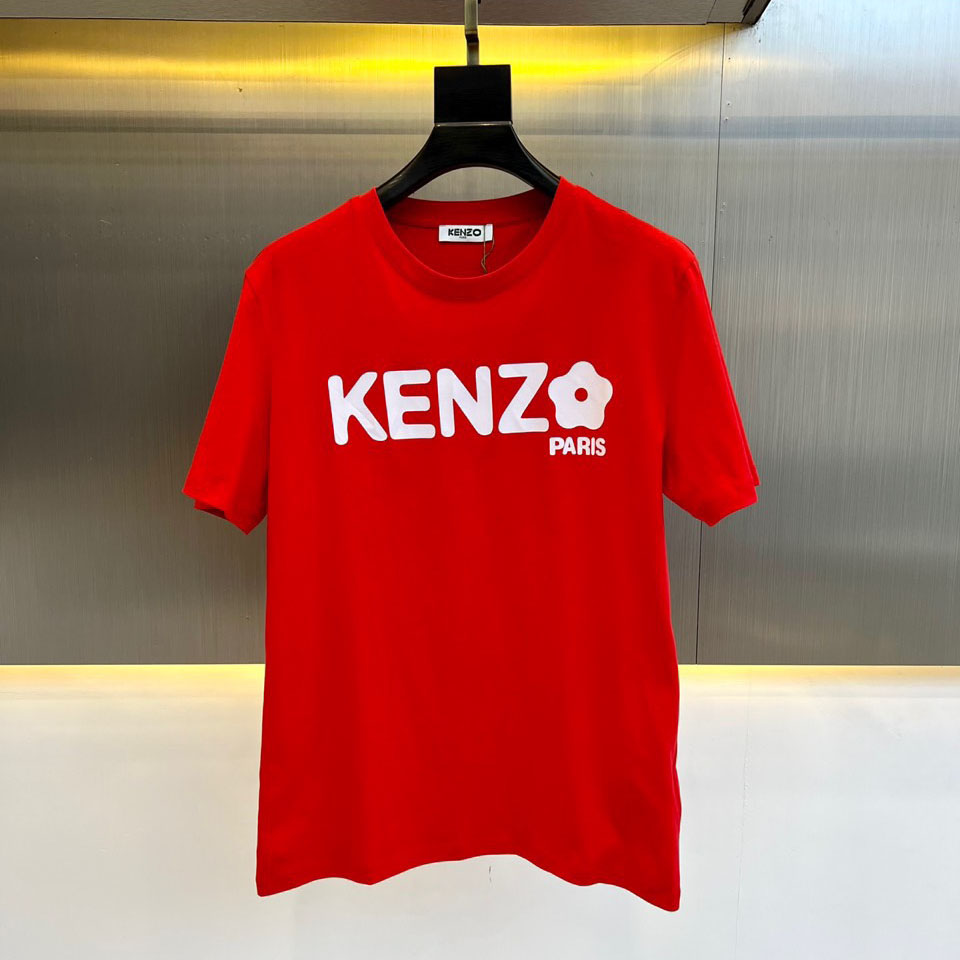 ベーシック おしゃれ ロゴプリント ケンゾー Tシャツ コピー クルーネック レッド-0