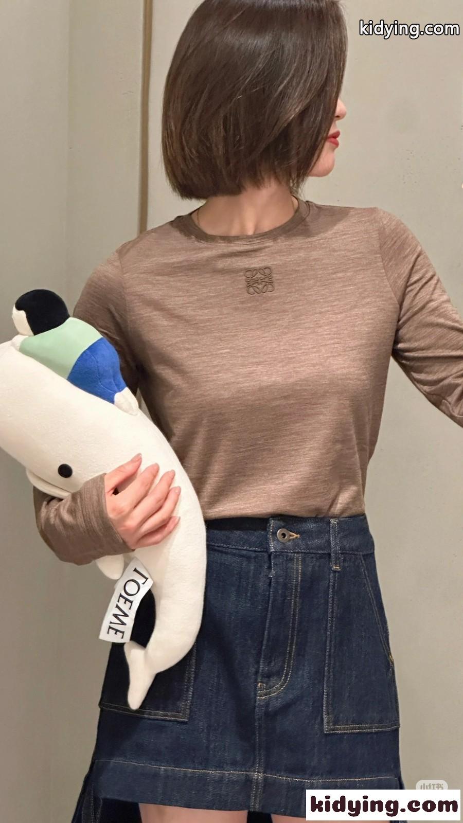 シンプル アナグラム刺繍 ロエベ Tシャツ 偽物 長袖Tシャツ トップス-5