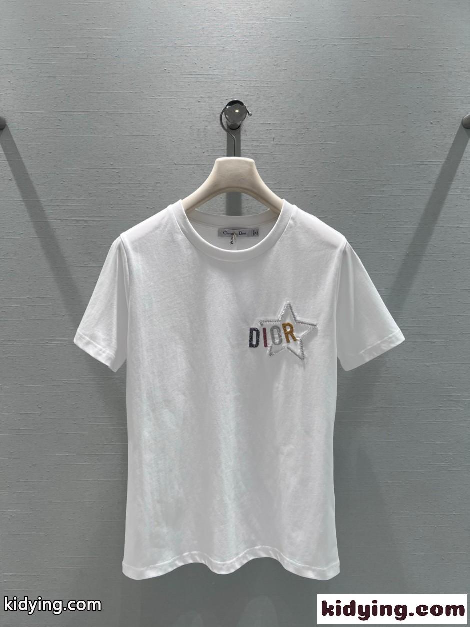 シンプル 洗練された コットン 半袖Tシャツ クリスチャン・ディオール Tシャツ コピー ホワイト-1