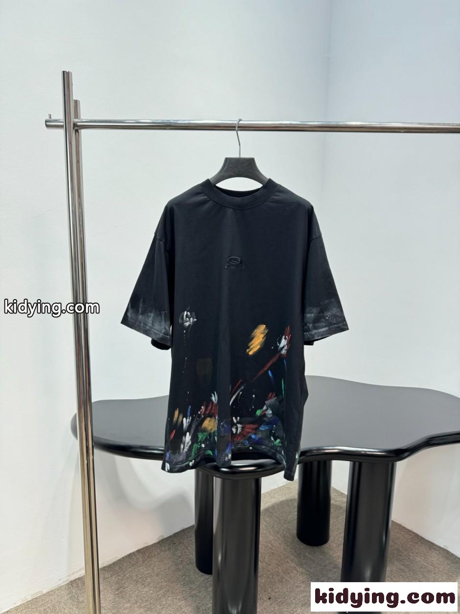 ペイント オーバーサイズ半袖Tシャツ バレンシアガ Tシャツ 偽物 ユニセックス-2