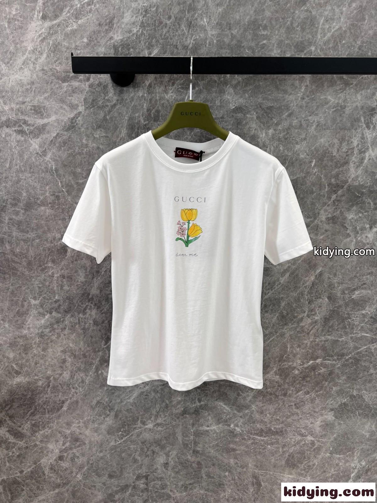 グッチ Tシャツ コピー 定番 カジュアル 可愛い プリント 半袖Tシャツ コットン-1