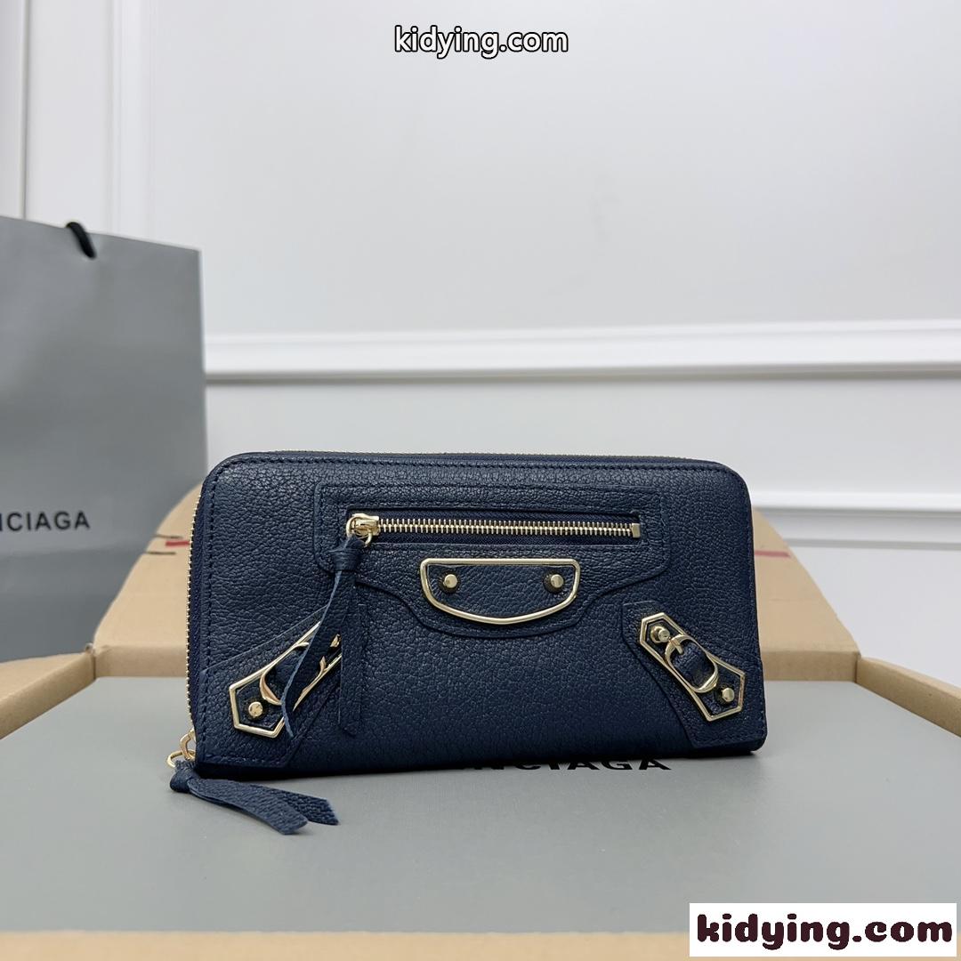 定番 ラウンドファスナー 長財布 バレンシアガ 財布 コピー ダークブルー-0