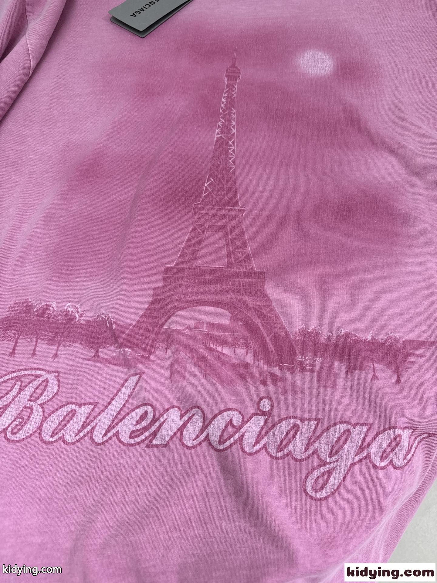 PARIS MOON 半袖Tシャツ オーバーサイズ バレンシアガ Tシャツ コピー ピンク-3