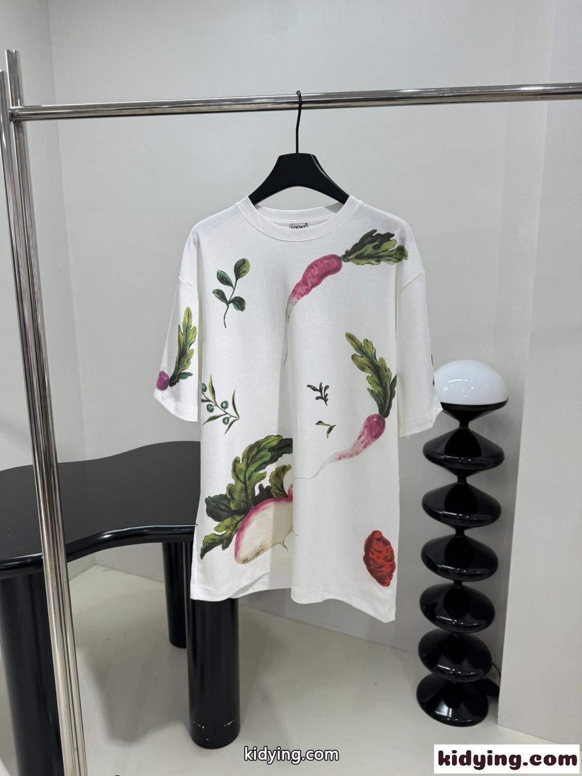 オーバーサイズフィット 半袖Tシャツ ロエベ Tシャツ コピー プリント-0