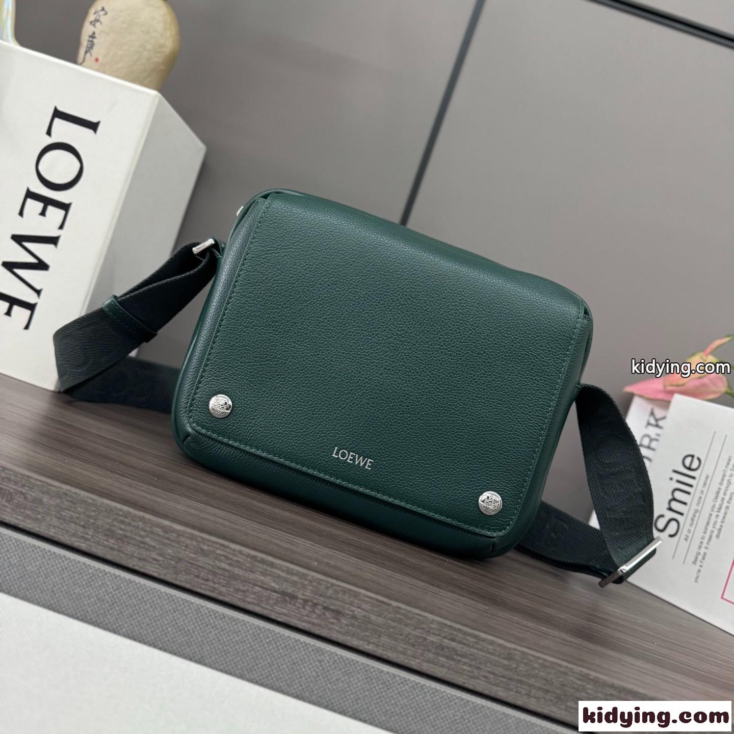 カジュアル ペブル メッセンジャーバッグ ロエベ バッグ コピー メンズバッグ グリーン-0