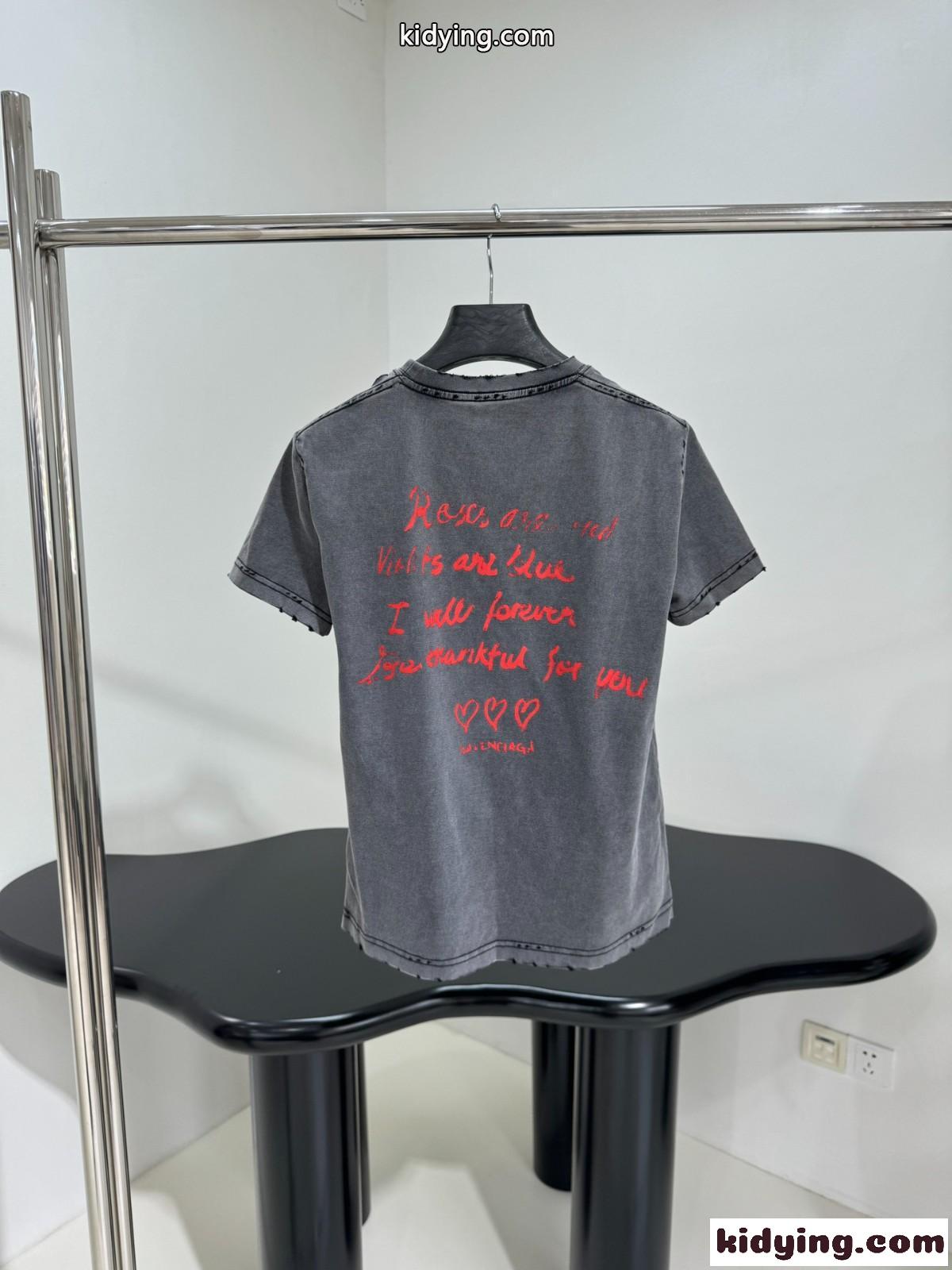 プリント入り コンパクト 半袖Tシャツ バレンシアガ Tシャツ コピー グレー-2