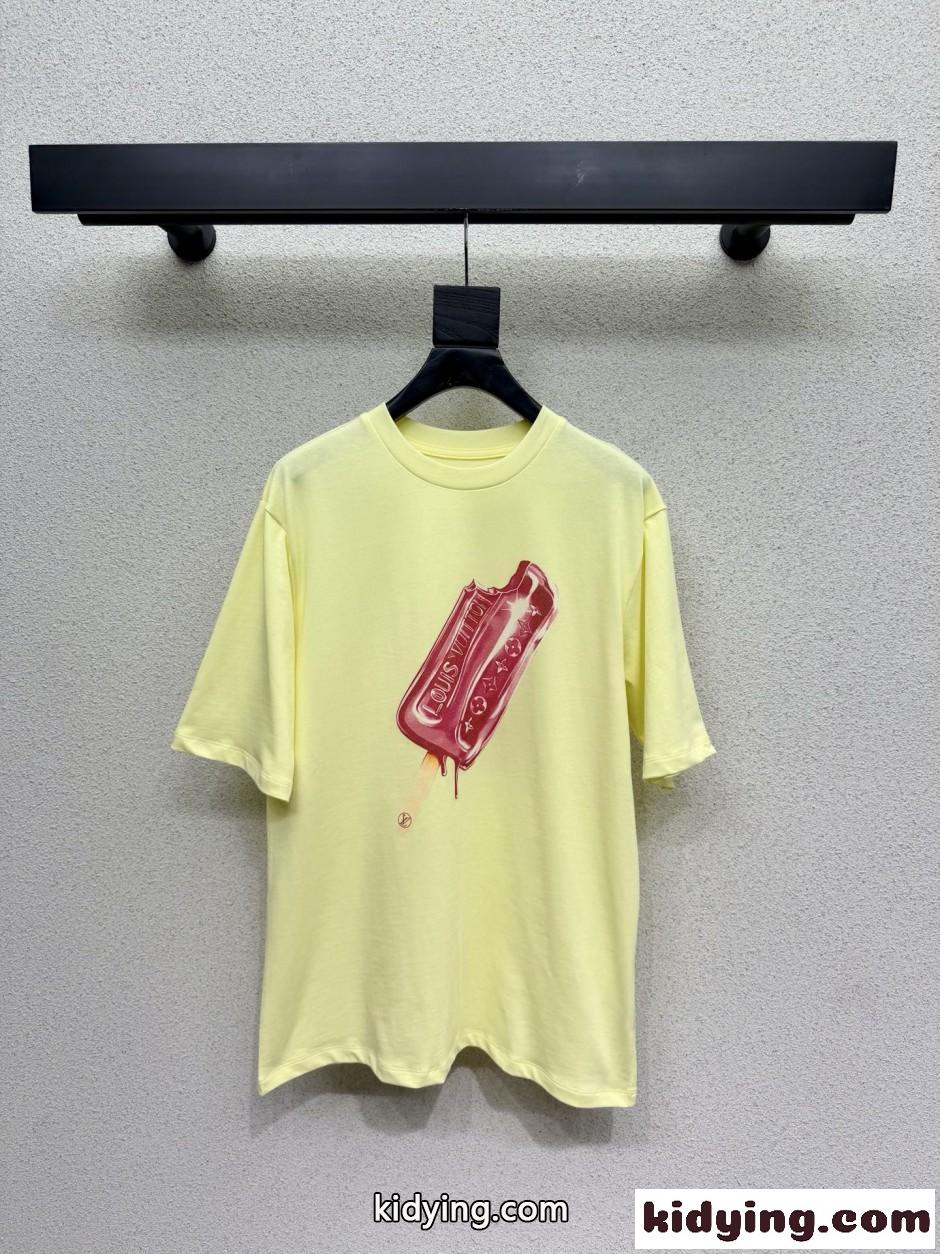 ポップシクルプリントTシャツ ルイ・ヴィトン Tシャツ コピー コットン-0