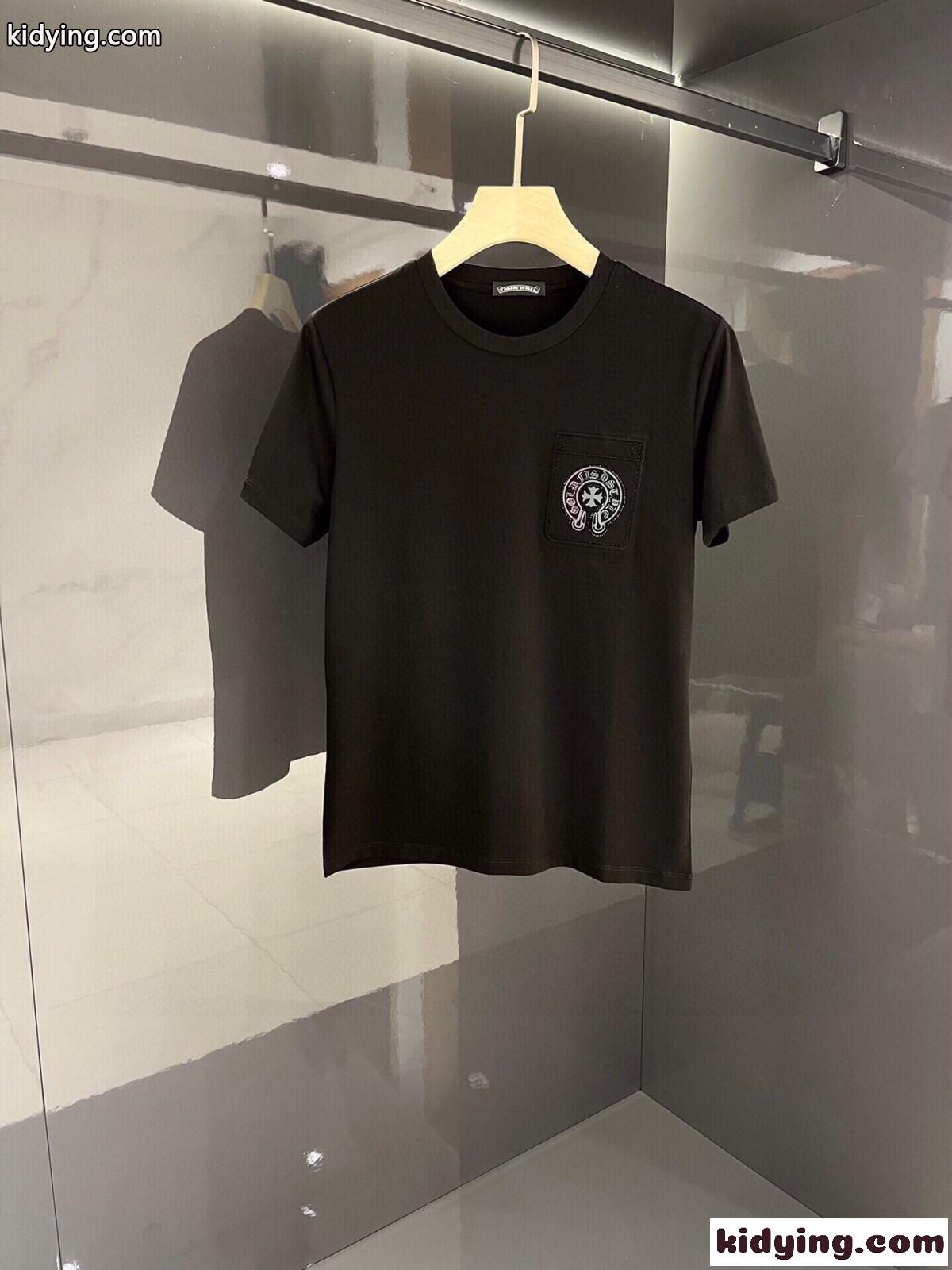 3色あり おしゃれ ホースシュー ロゴ シルケットコットン クロムハーツ 半袖Tシャツ コピー クルーネック 定番-1