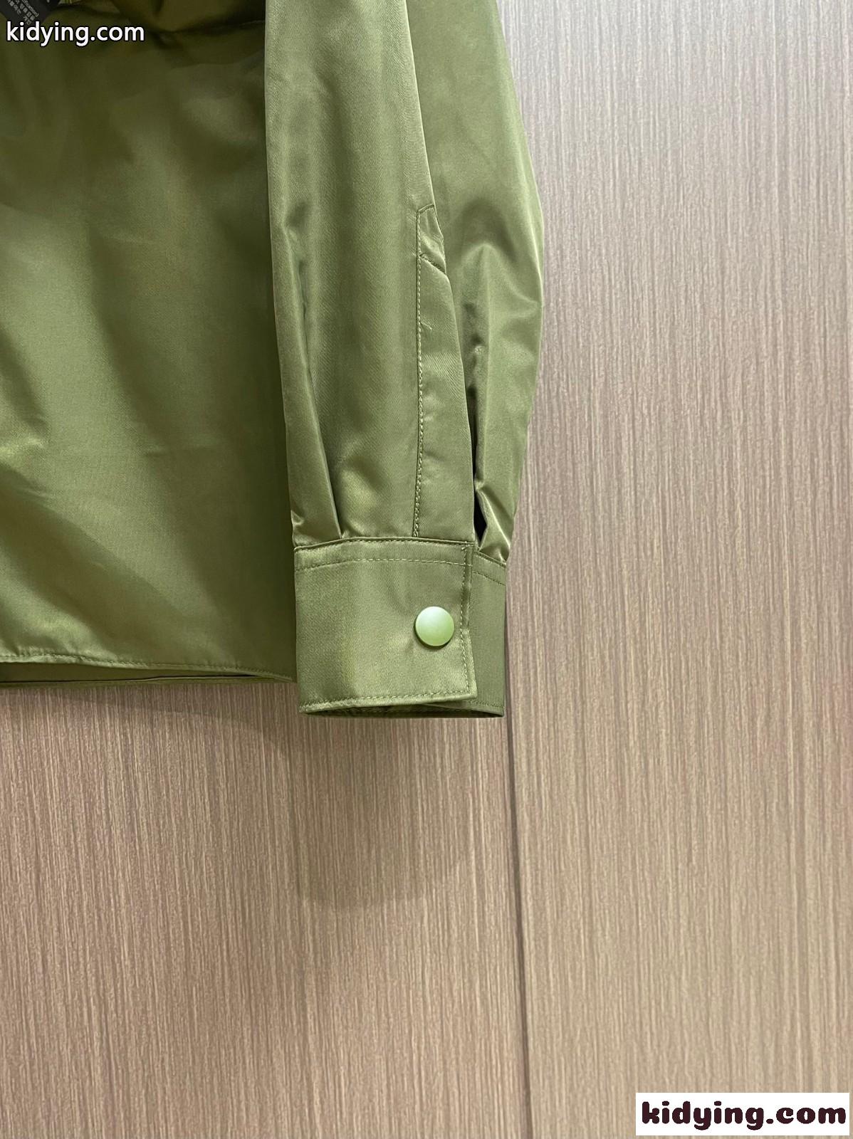 24SS カジュアル 長袖 Re-Nylon シャツ プラダ シャツ コピー グリーン-3