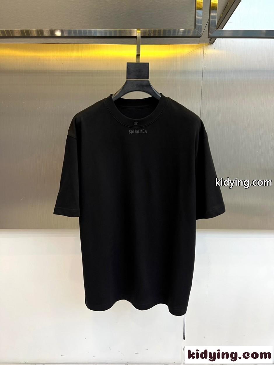 ミニロゴ オーバーサイズ 半袖Tシャツ バレンシアガ Tシャツ 偽物 ブラック-1