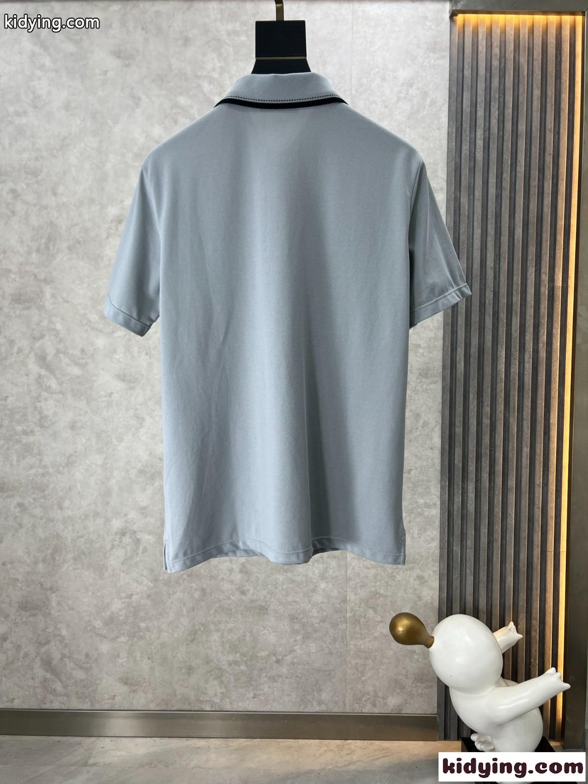 カジュアル 上品 半袖 ポロシャツ エルメス Tシャツ コピー コットンピケ グレー-1