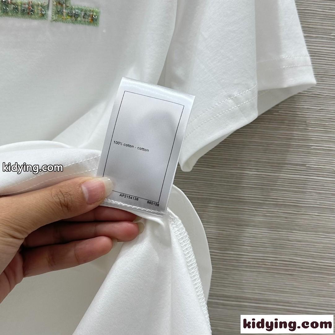 シンプル ロゴ入り コットン 半袖Tシャツ シャネル Tシャツ コピー クルーネック-3