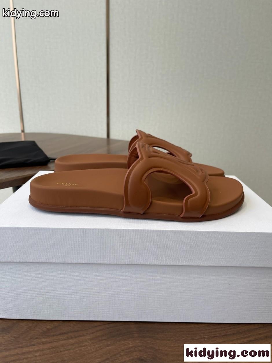 人気 シンプル トリオンフ スライド セリーヌ サンダル コピー ブラウン-1