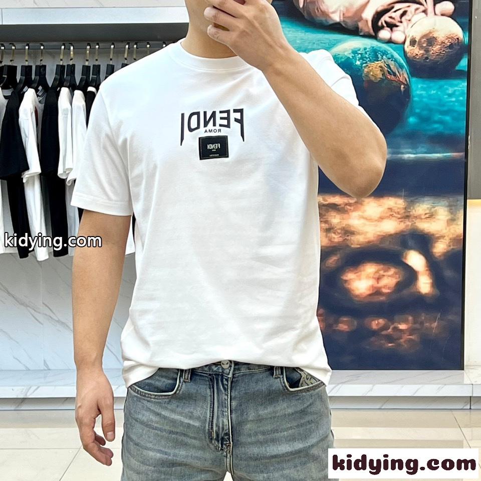 おしゃれ カジュアル フェンディ Tシャツ コピー メンズ ロゴ 半袖tシャツ ホワイト-2