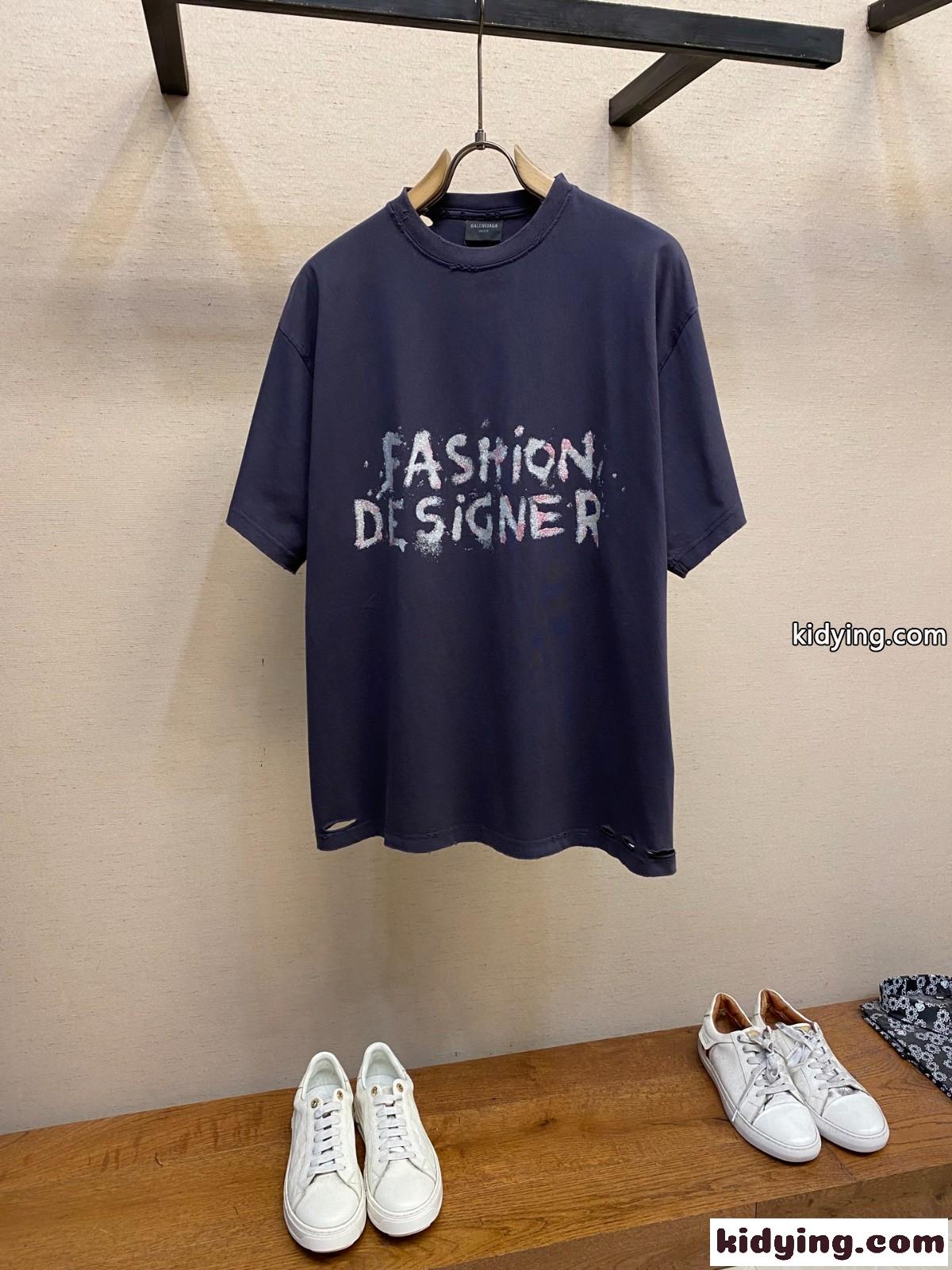 ユニセックス カジュアル プリント バレンシアガ Tシャツ コピー 半袖Tシャツ-0