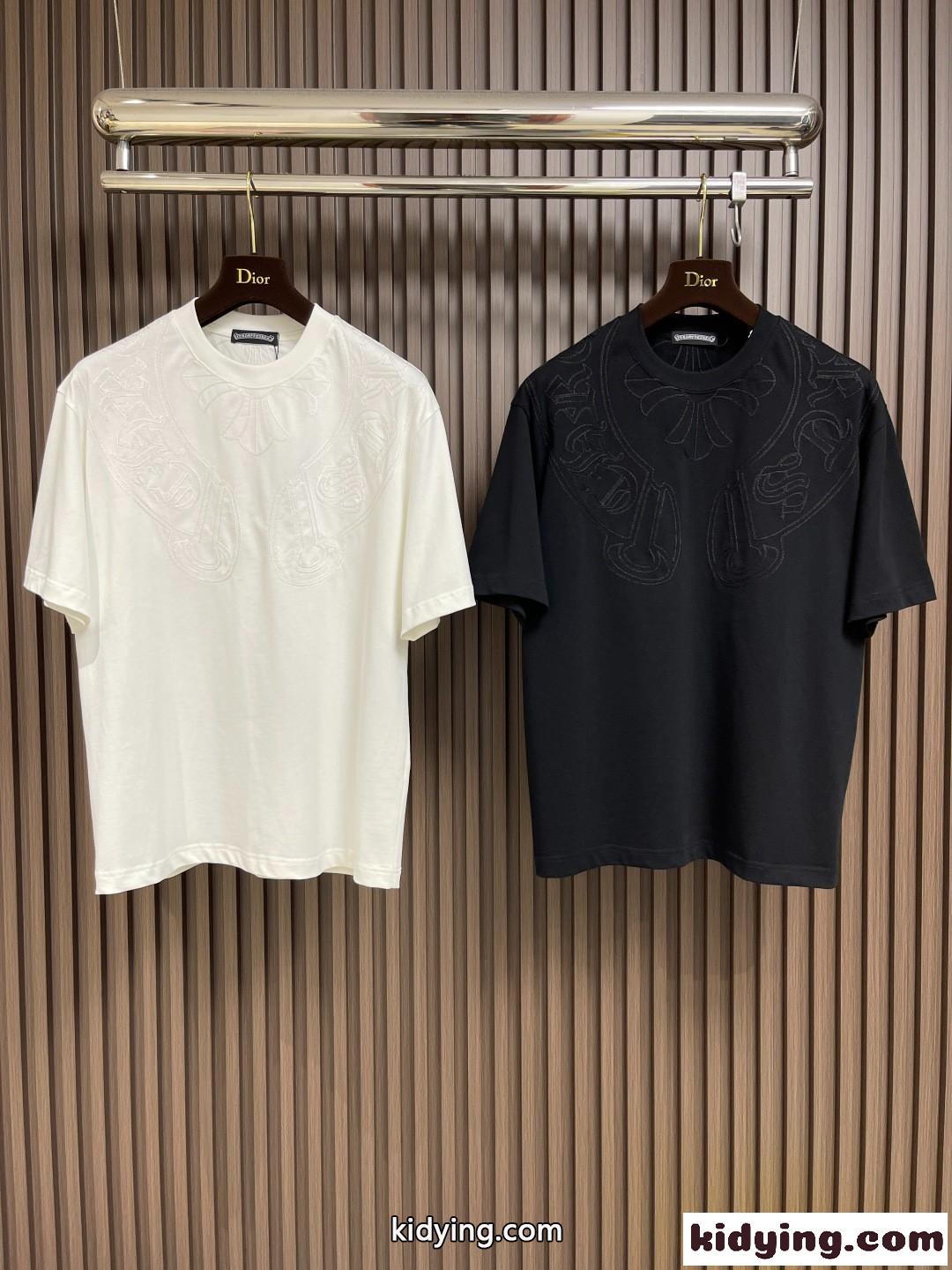 シンプル おしゃれ クルーネック 半袖Tシャツ クロムハーツ Tシャツ 偽物 コットン-2