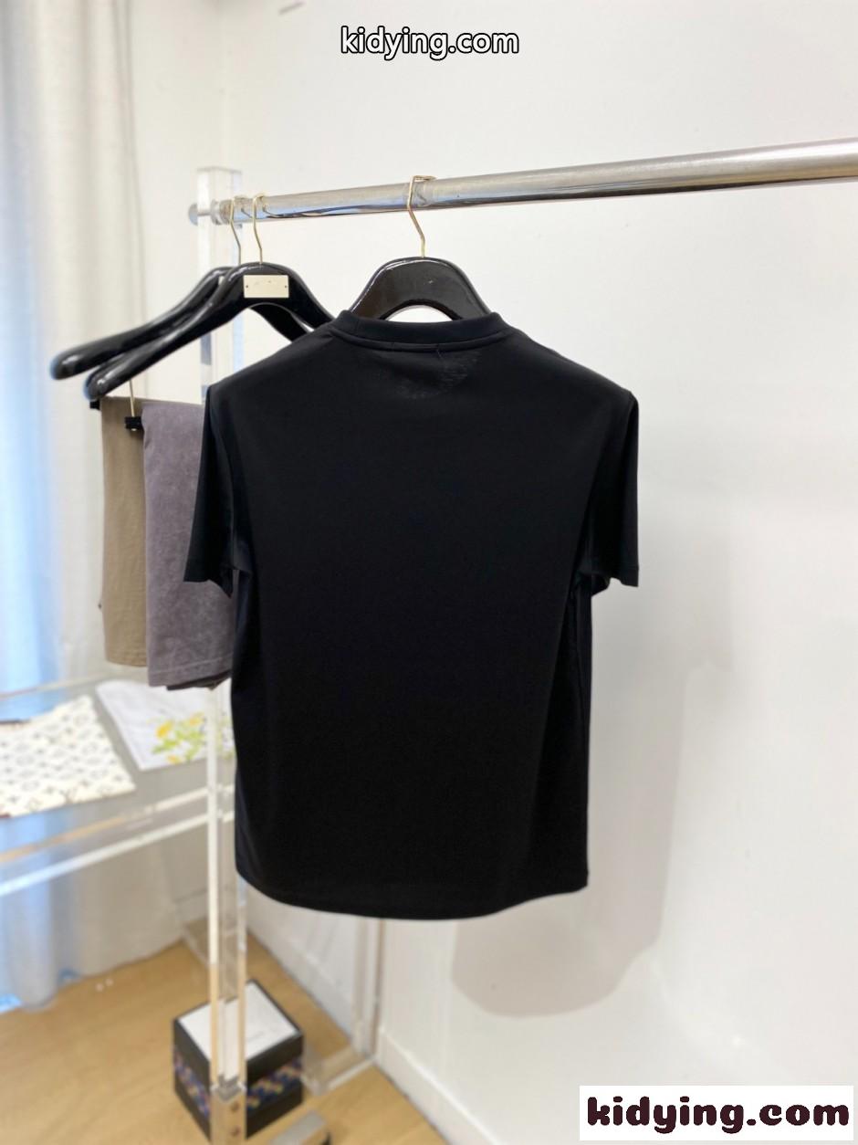 カジュアル 洗練された クルーネック エルメス Tシャツ 偽物 ブラック-4