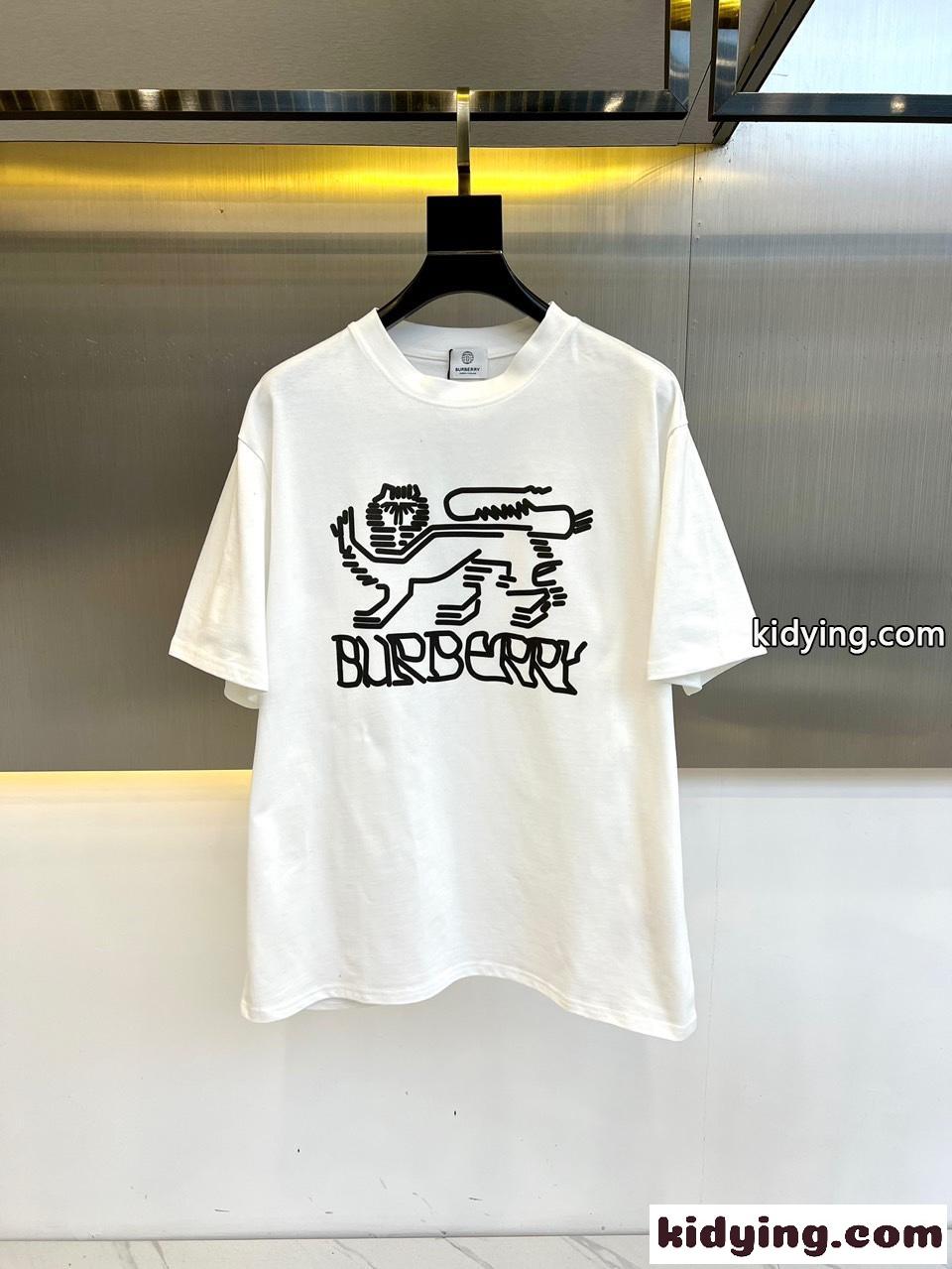 バーバリー Tシャツ コピー カジュアル リラックス プリント 半袖Tシャツ ホワイト-1