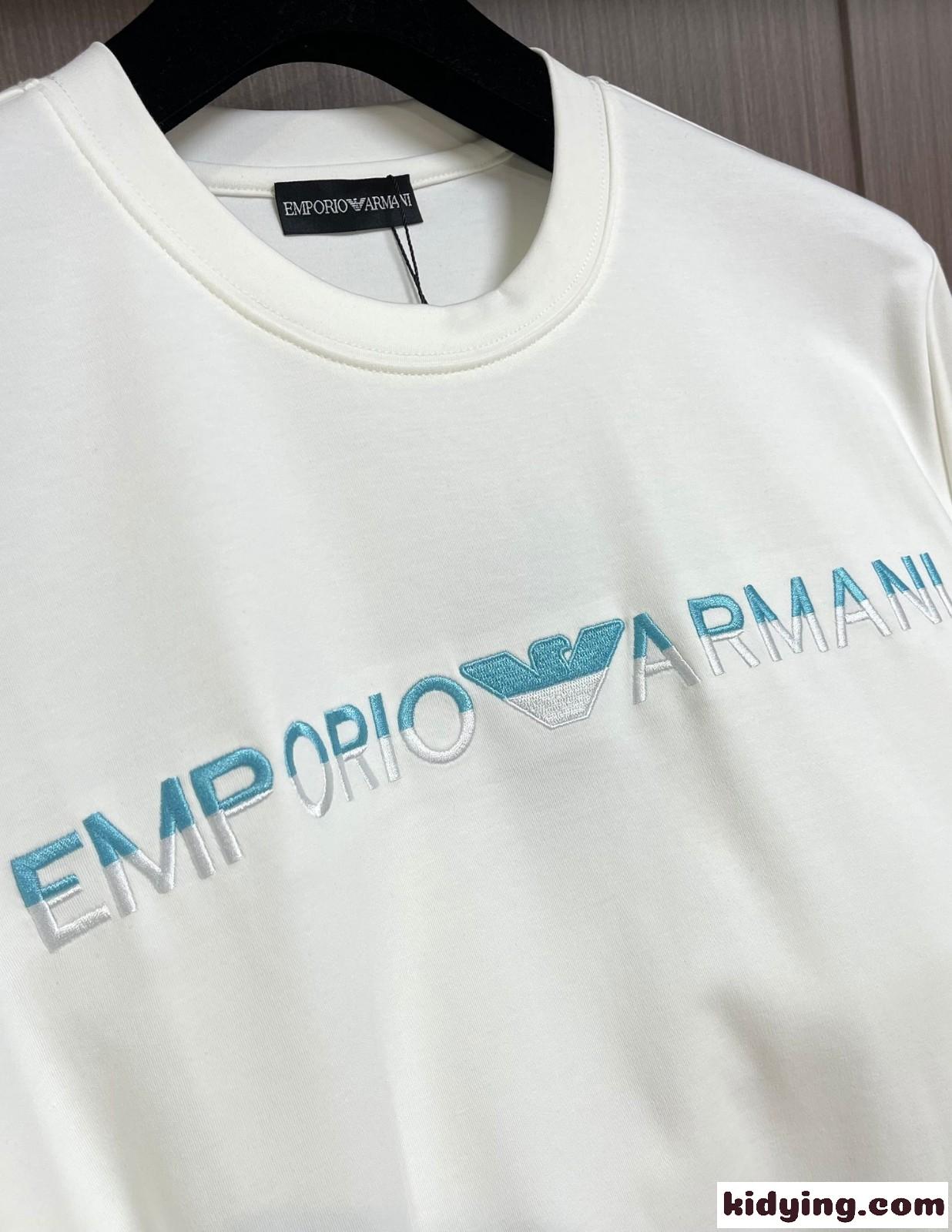 ベーシック ロゴ 合わせやすい アルマーニ Tシャツ コピー クルーネック 長袖Tシャツ-3