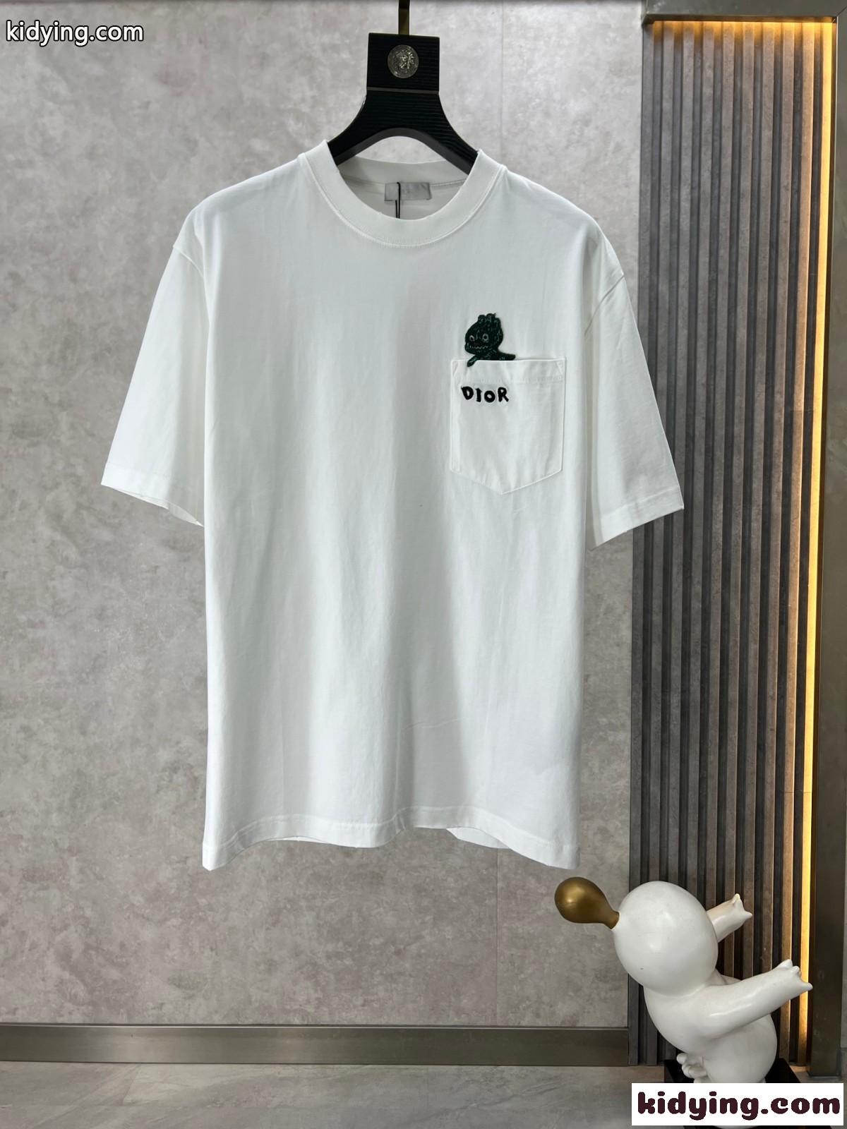 大人 可愛い クルーネックTシャツ クリスチャン・ディオール 半袖Tシャツ コピー ホワイト-0