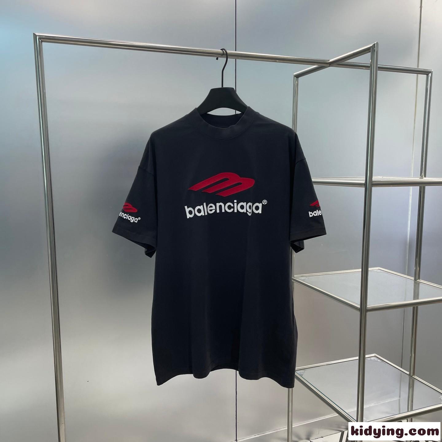 人気 おしゃれ バレンシアガ 3B SPORTS ICON Tシャツ コピー クルーネック 半袖 ブラック-0