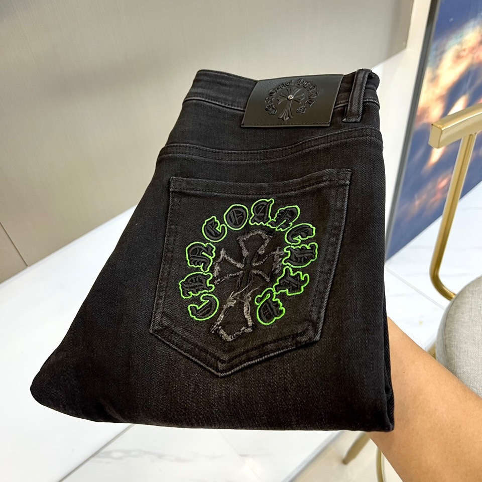 クロムハーツ ジーンズ 偽物 メンズ 合わせやすい ストレッチ デニムパンツ-2