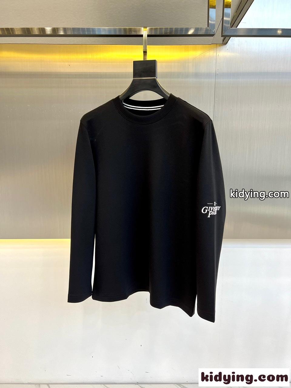 定番 合わせやすい クルーネック 長袖Tシャツ ジバンシィ Tシャツ コピー ブラック-0