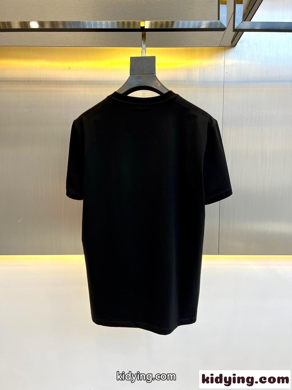 シンプル VLTN クルーネック コットン 半袖Tシャツ ヴァレンティノ Tシャツ コピー ブラック-3