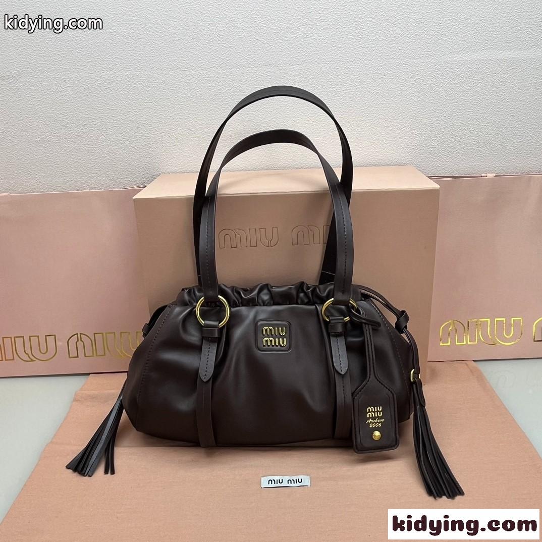 ミュウミュウ バッグ コピー ジョワ ナッパレザー バッグ コーヒー-2