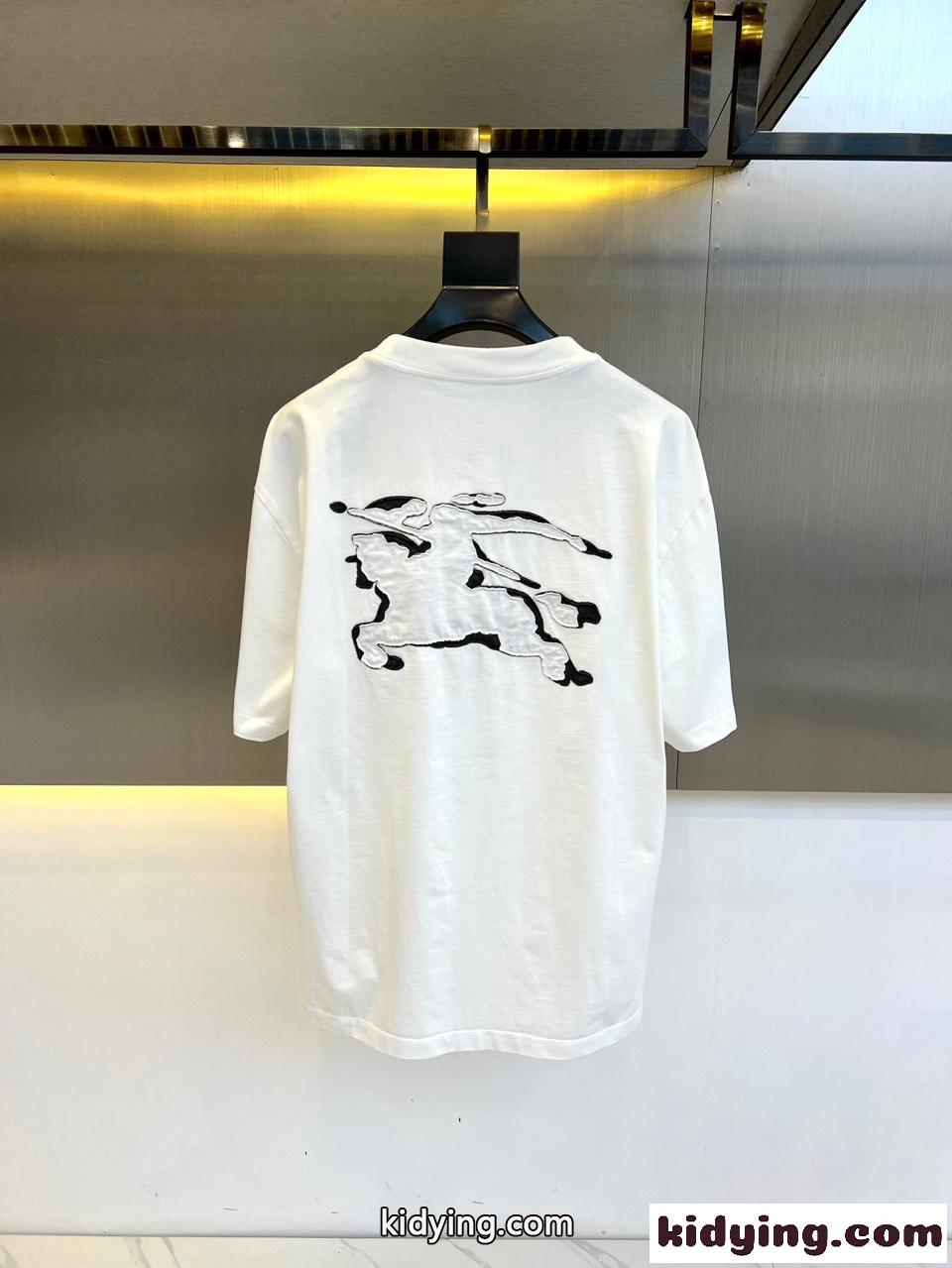 シンプル クルーネック半袖Tシャツ バーバリー Tシャツ 偽物 ホワイト-4