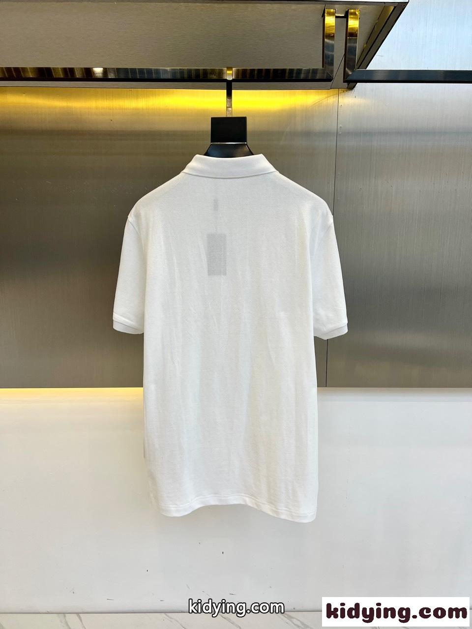 カジュアル ハーフジップ 半袖 ポロシャツ プラダ Tシャツ コピー ホワイト-3