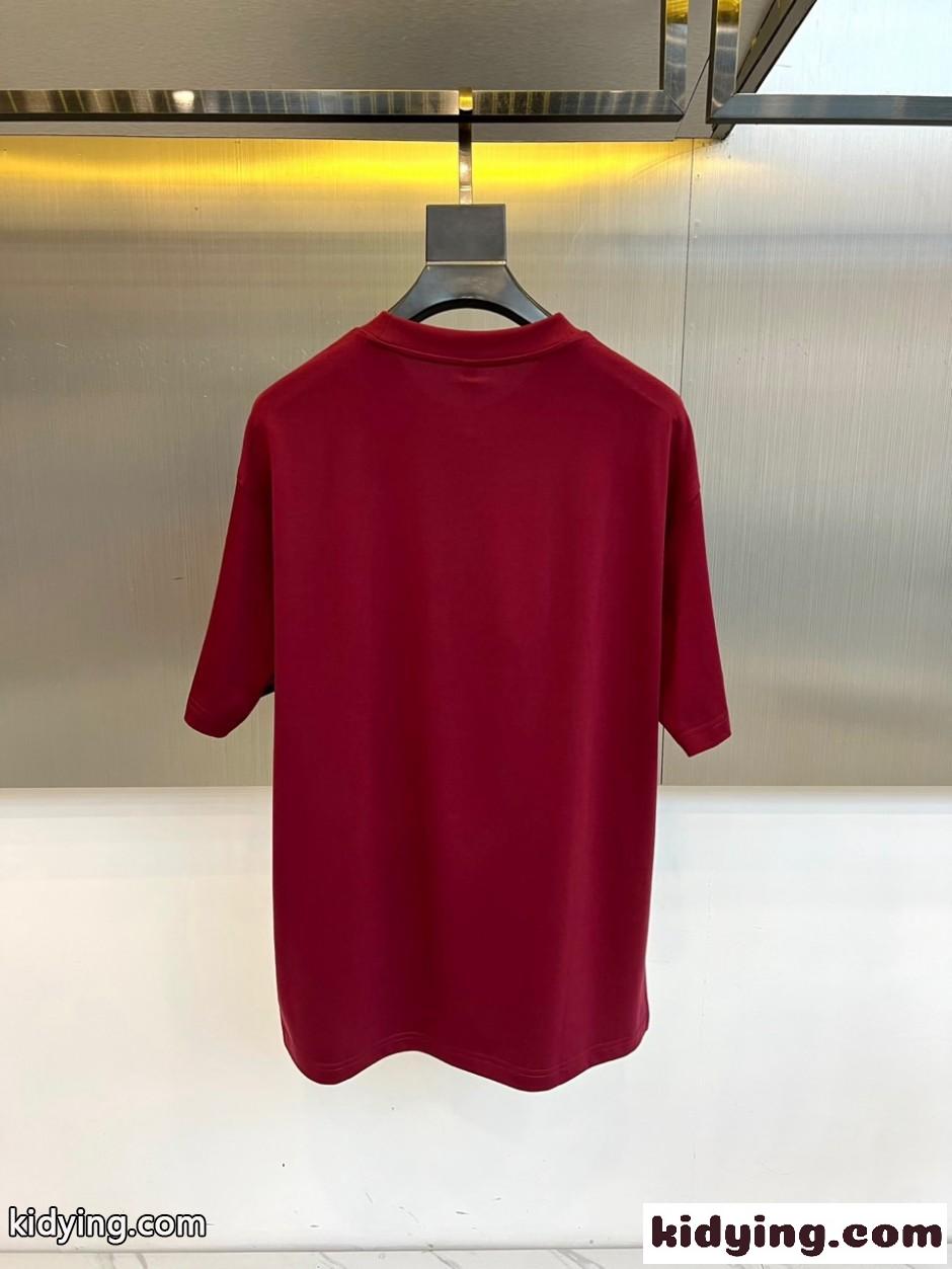 定番 カジュアル ロゴ クルーネック 半袖Tシャツ モンクレール Tシャツ 偽物 レッド-3