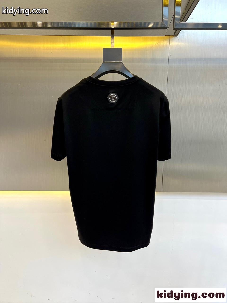 ロゴプリント クルーネック 半袖Tシャツ フィリッププレイン Tシャツ コピー ブラック-3